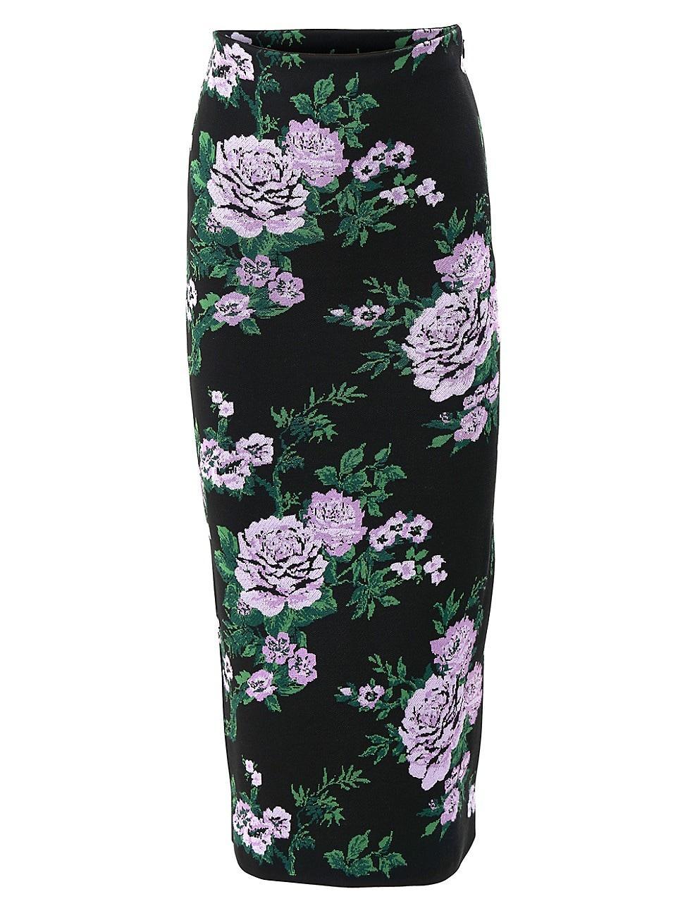 Womens Knit Floral Silk Pencil Skirt Product Image