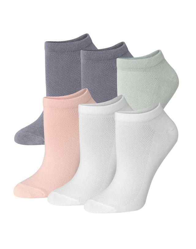 Hanes Originals Womens SuperSoft No Show Socks, 6-Pairs Pink Ribbed 5-9 Product Image