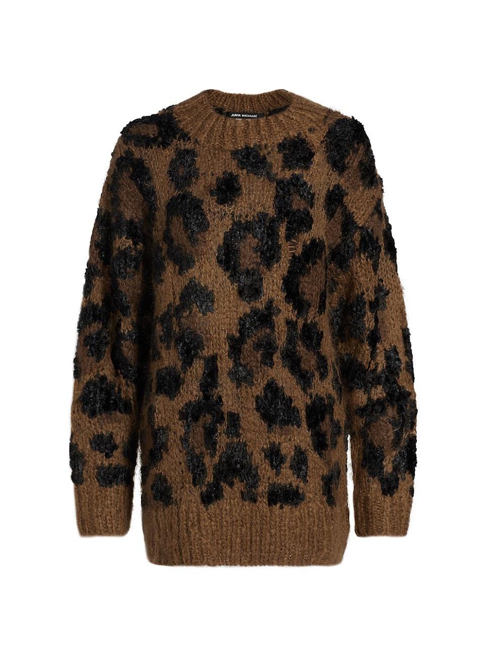 Womens Leopard Pattern Wool-Blend Sweater Product Image