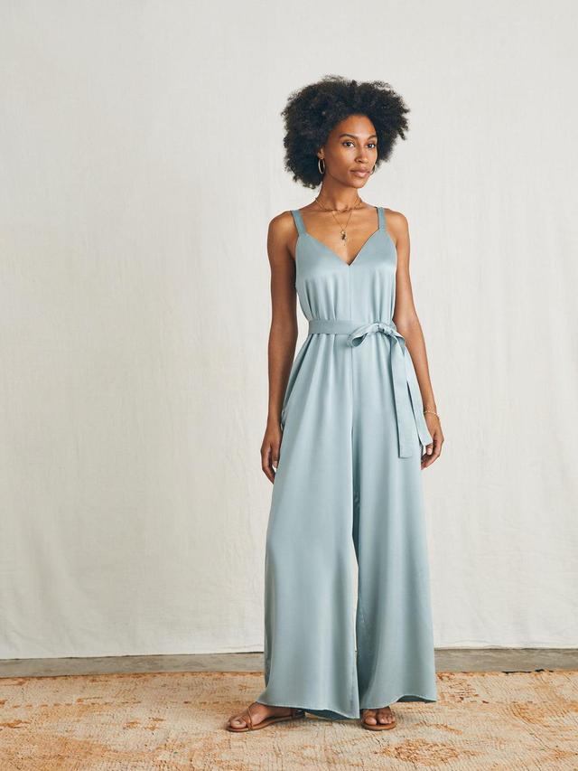 Sandwashed Silk Jumpsuit - Silver Blue Product Image