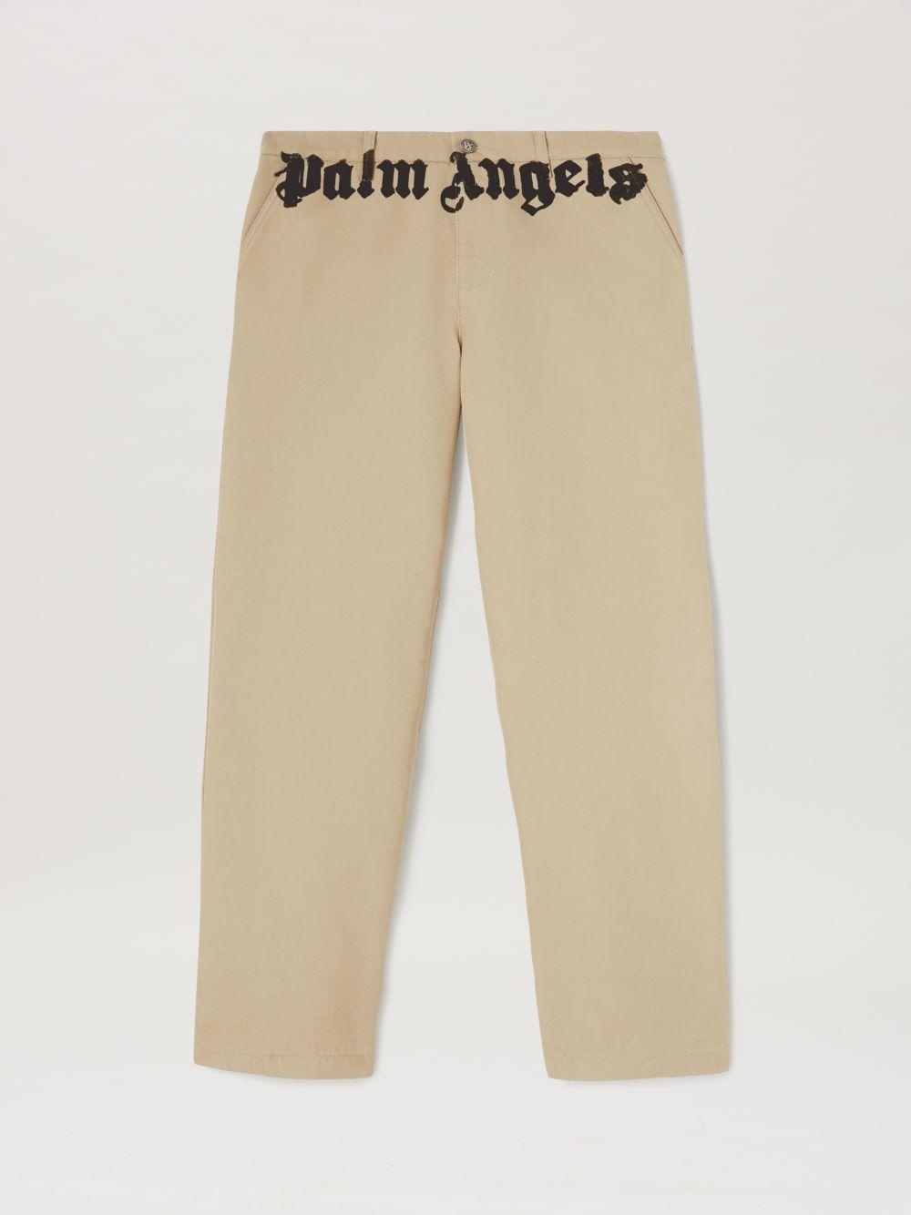 Logo Chino Pants in neutrals  - Palm Angels® Official  Product Image