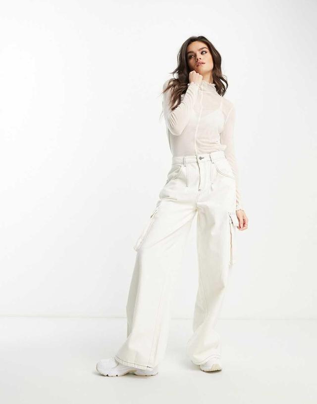 & Other Stories merino wool lettuce edge top in off white Product Image