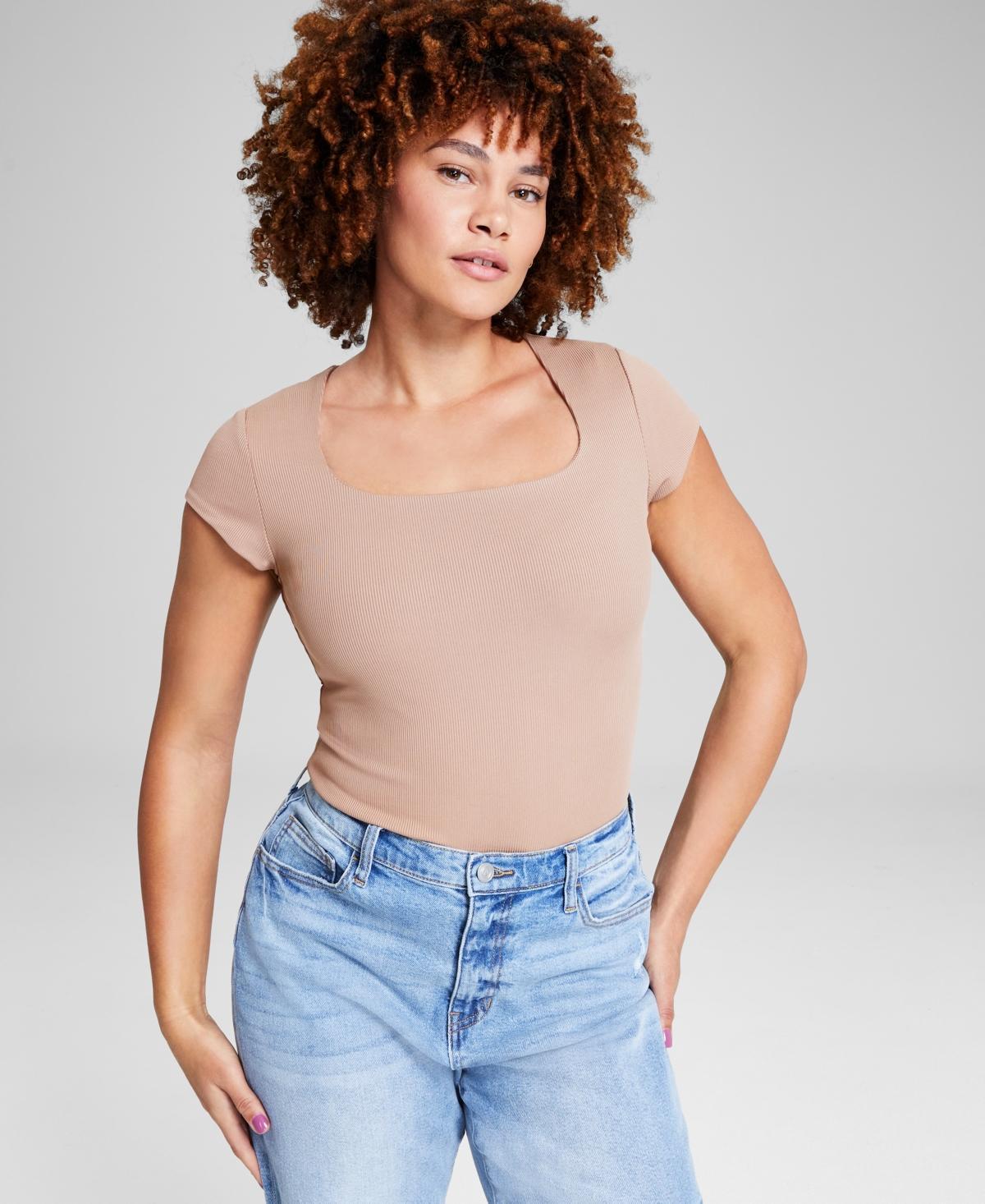 And Now This Womens Double-Layered Ribbed Square-Neck Bodysuit, Created for Macys Product Image