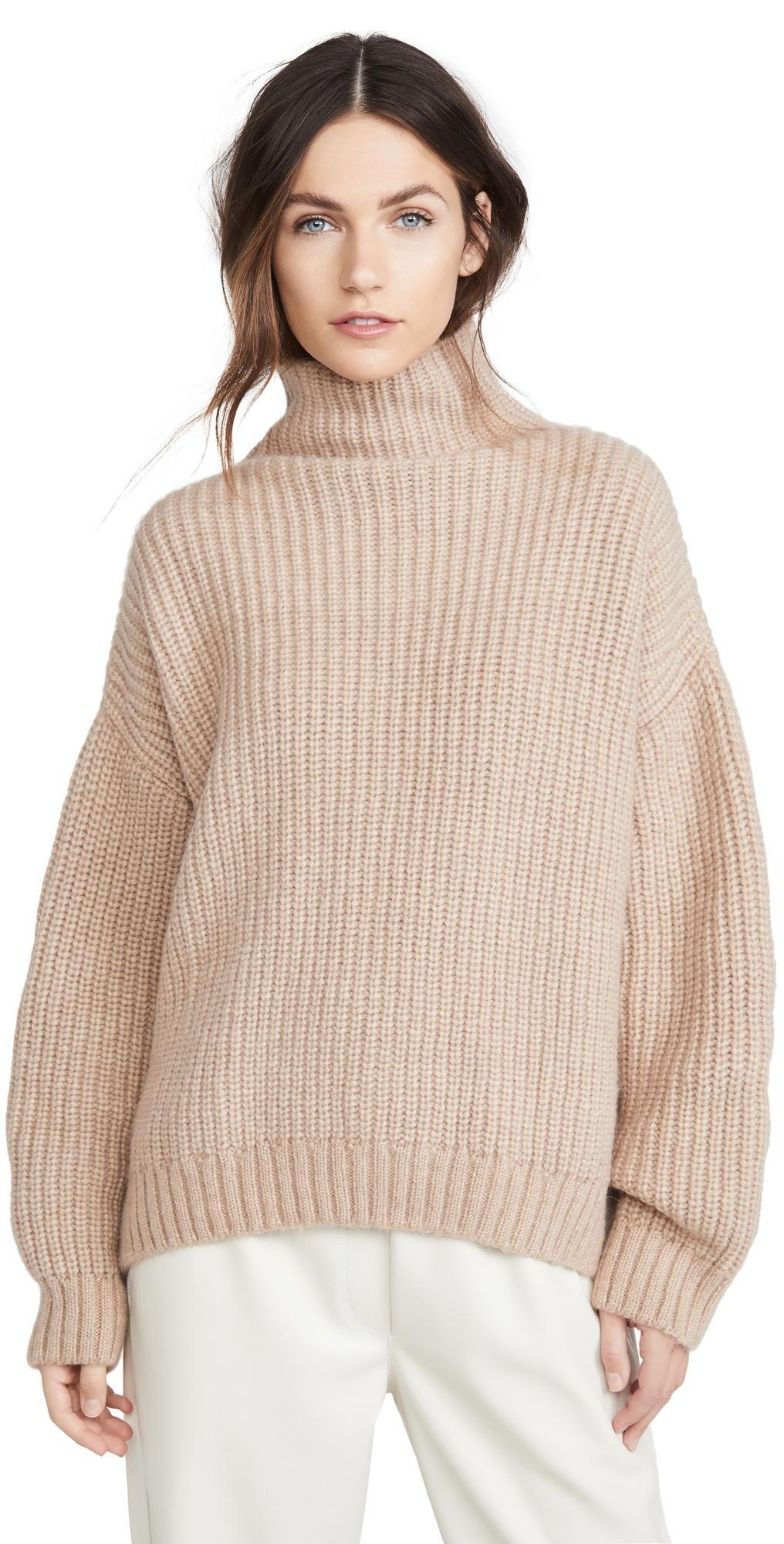 ANINE BING Sydney Sweater in Camel - Tan. Size L (also in S, M, XS). Product Image