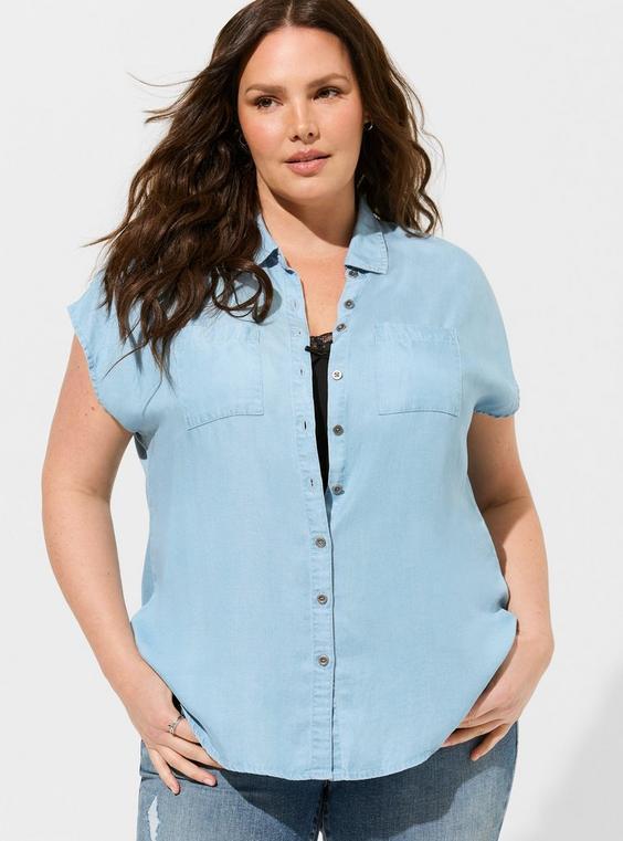 Button Up Dolman Chambray Shirt Product Image