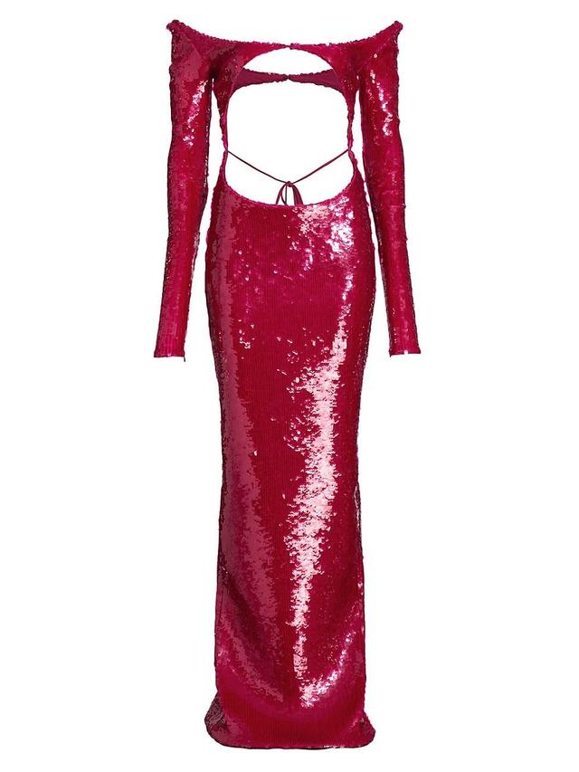 Womens Sequin-Embroidered Cut-Out Gown Product Image