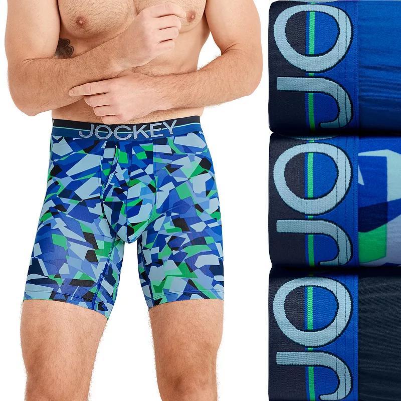 Mens Jockey Infinite Cool 3-pk Microfiber Stretch 8 Long Leg Boxer Briefs Cactus Green Team Product Image