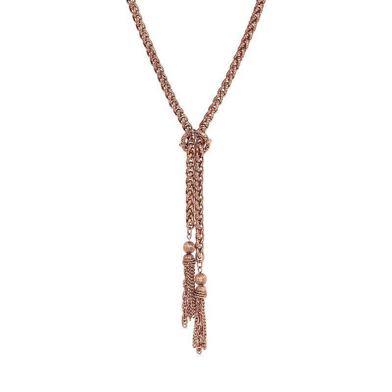 1928 Copper Tone Tassel Y-Necklace, Womens, Brown Product Image