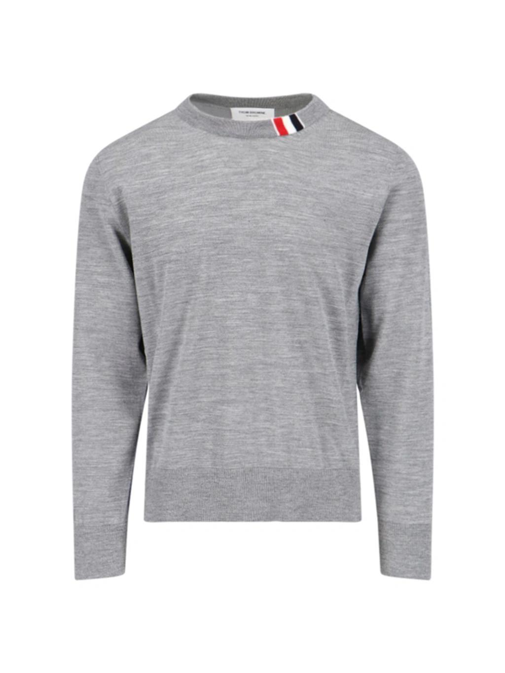 Tricolor Detail Sweater In Gray Product Image