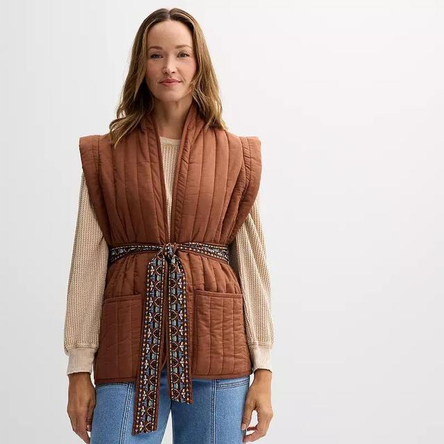 Womens Farmers Market Quilted Vest Brown Brown Product Image