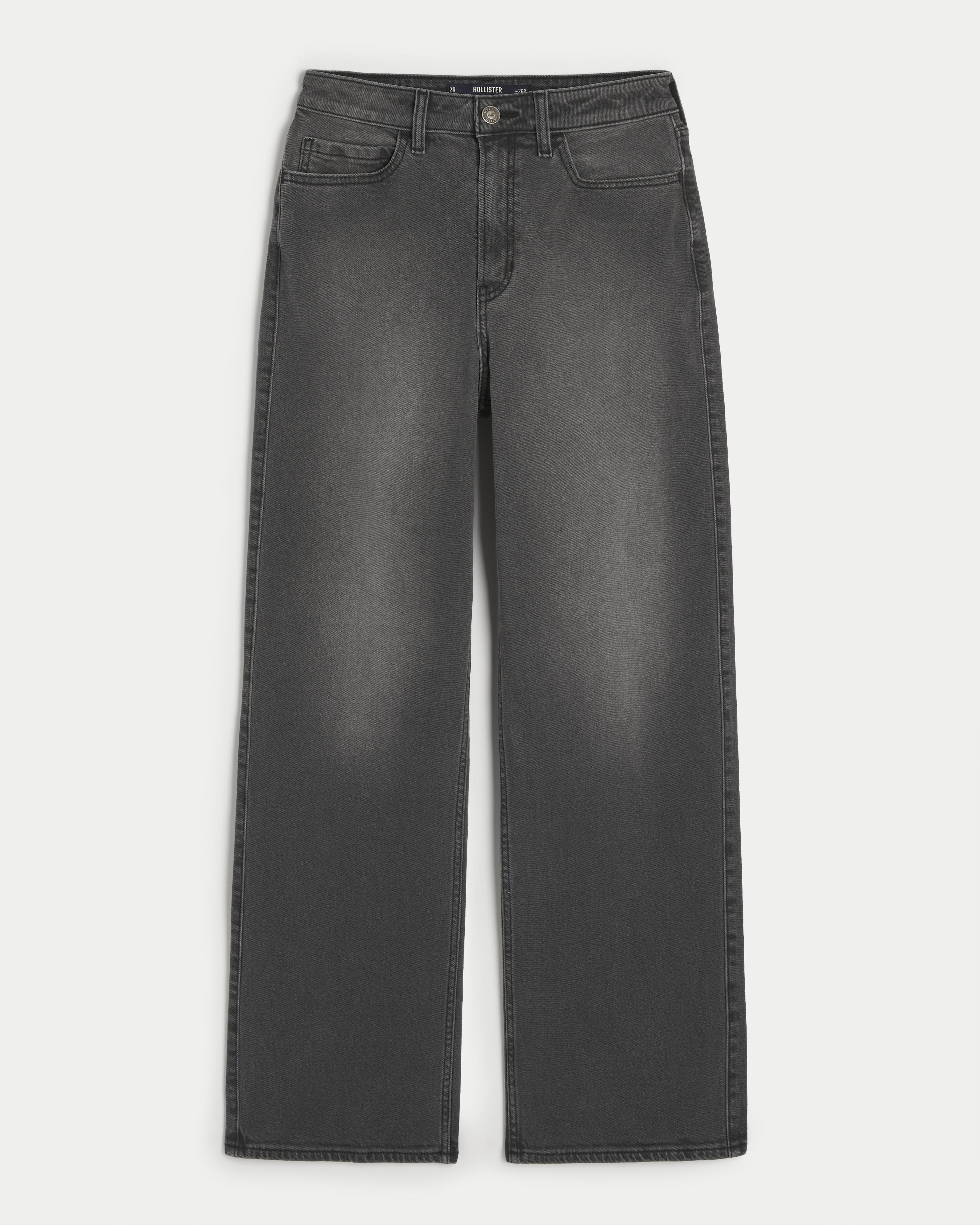 Ultra High-Rise Washed Black Baggy Jeans Product Image