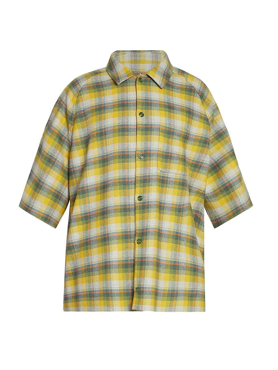 Mens ZEGNA x The Elder Statesman Checked Silk & Cashmere Button-Front Shirt Product Image