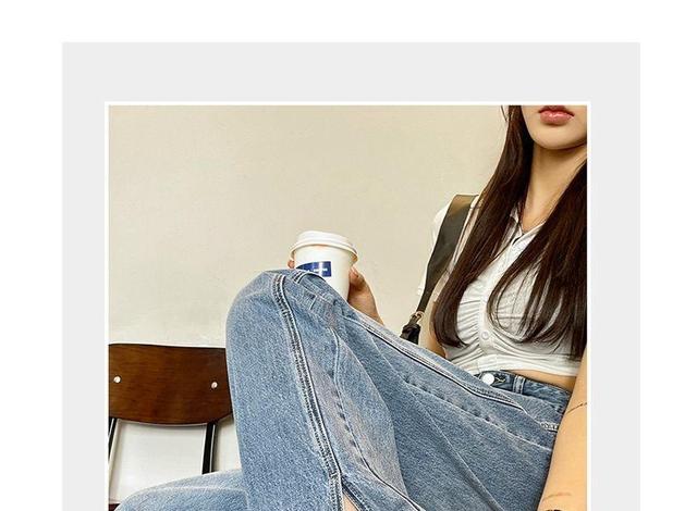 High Rise Washed Slit Wide Leg Jeans (Various Designs) Product Image