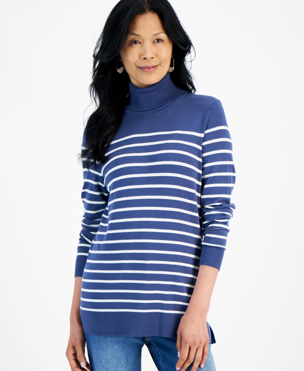 Style & Co Womens Striped Turtleneck Sweater, Created for Macys Product Image