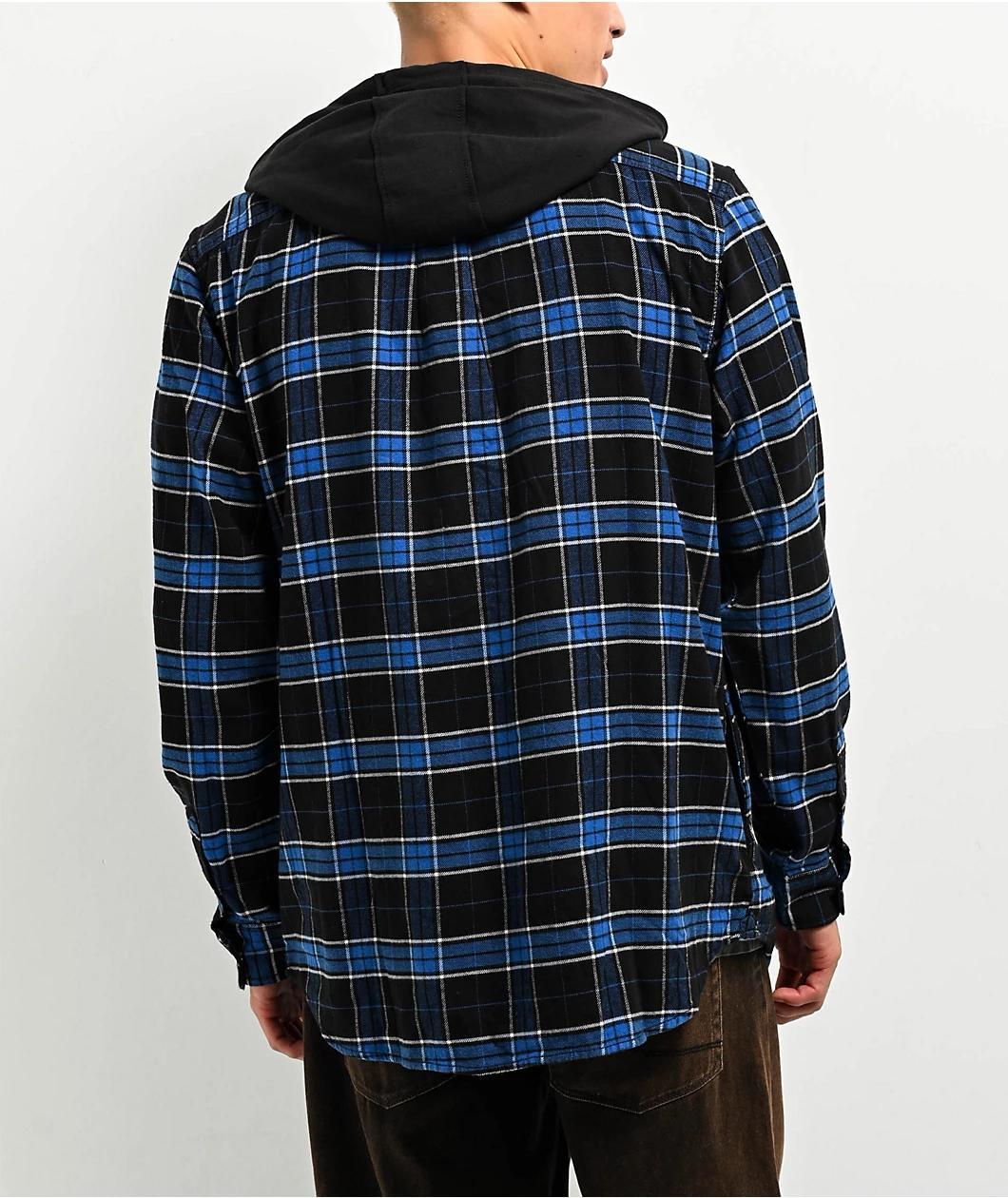 Vans Parkway II Black-True & Blue Hooded Flannel Shirt Product Image