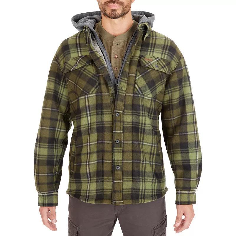 Mens Smiths Workwear Plaid Sherpa-Lined Microfleece Hooded Shirt Jacket Product Image