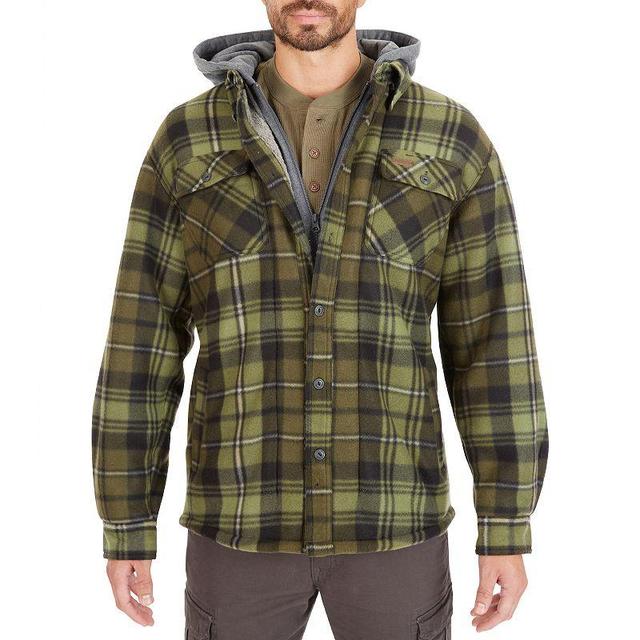 Mens Smiths Workwear Plaid Sherpa-Lined Microfleece Hooded Shirt Jacket New Blue Product Image