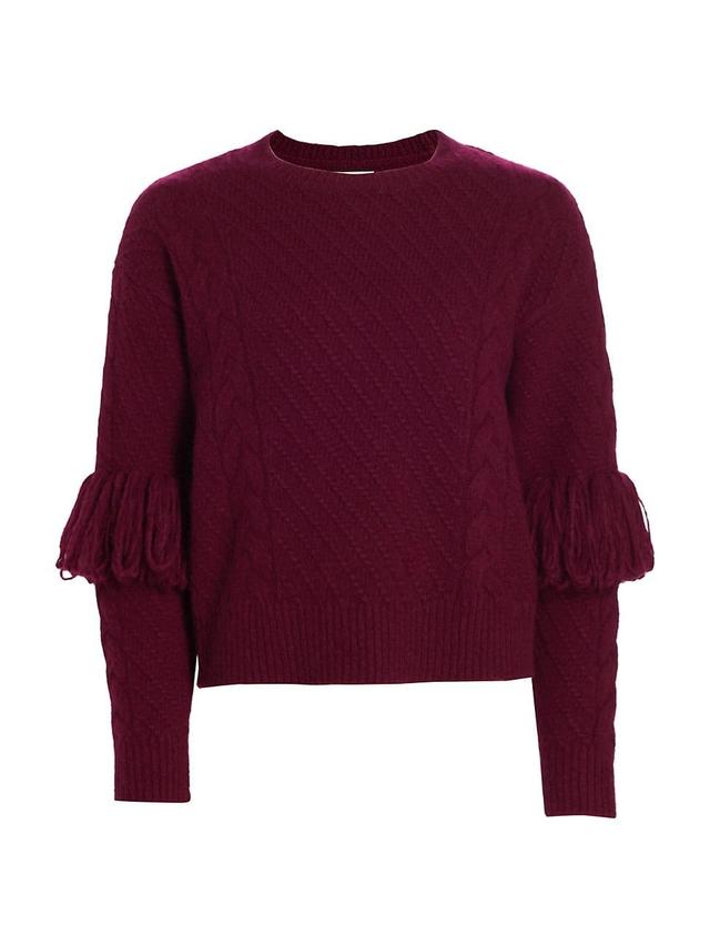 Womens Fringe Wool-Blend Sweater Product Image