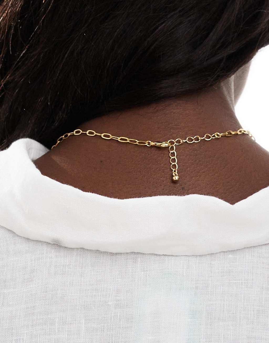 ASOS DESIGN Curve 14k gold plated necklace with faux pearl detail Product Image