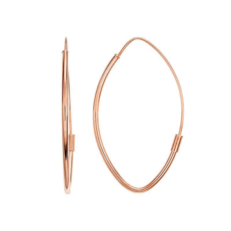 14k Gold Marquise Hoop Earrings, Womens, Pink Product Image