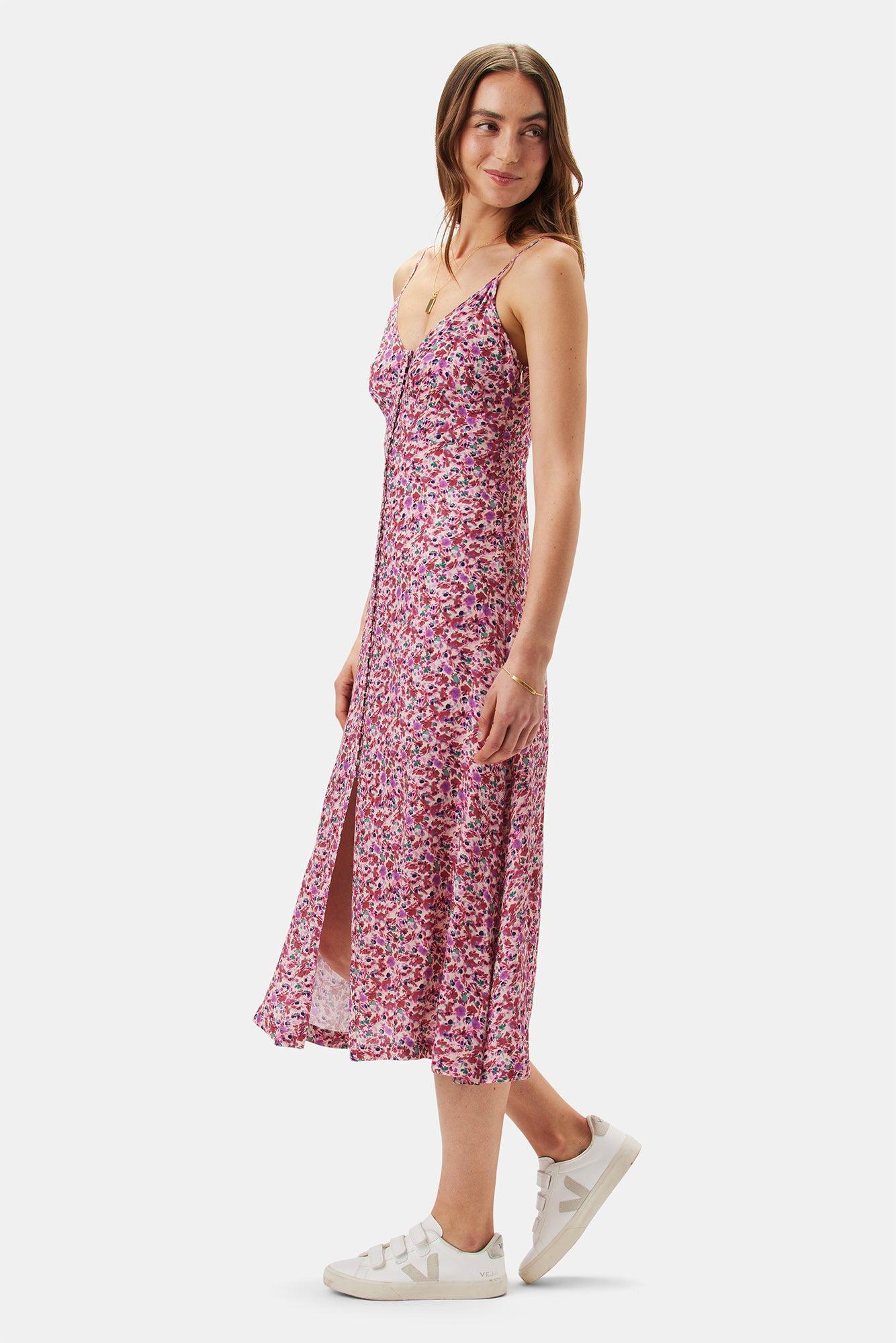 Sara Viscose Crepe Slip Dress - Alessia Mulberry Product Image