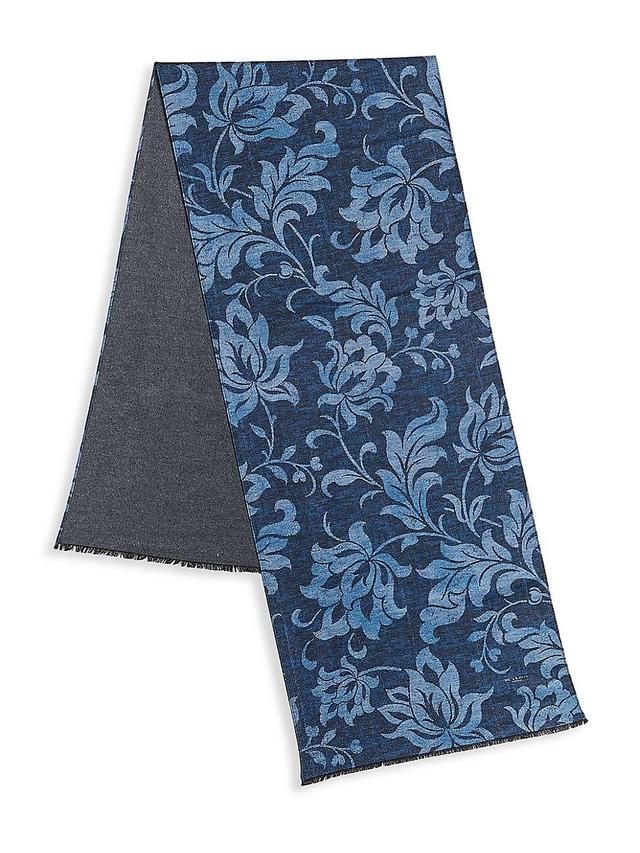 Mens Leaf Print Silk Scarf Product Image