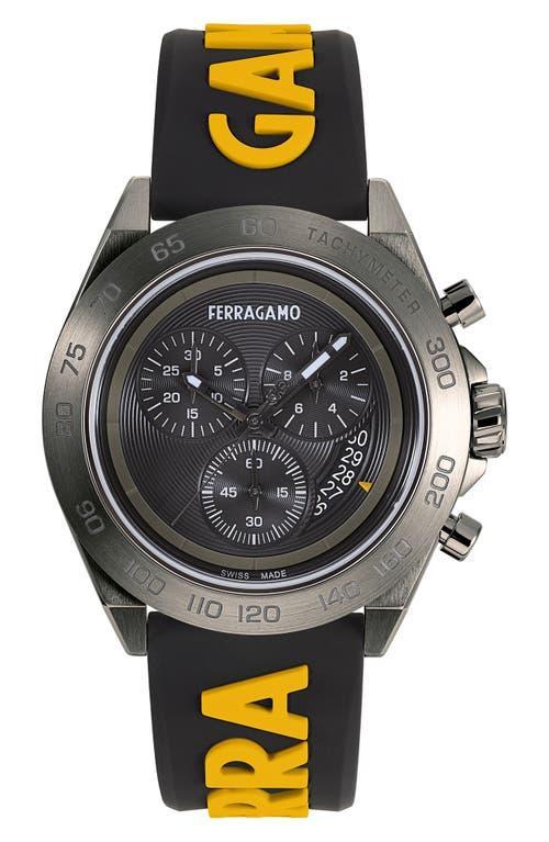 FERRAGAMO Chronograph Silicone Strap Watch, 43mm Product Image