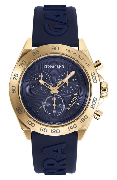 FERRAGAMO Chronograph Silicone Strap Watch, 43mm Product Image