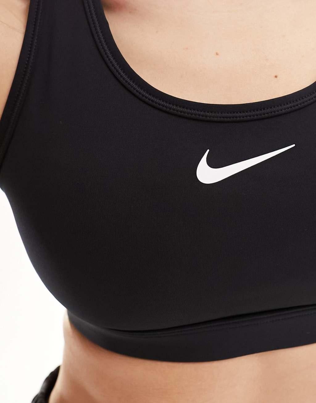 Nike Training swoosh medium support sports bra in black Product Image