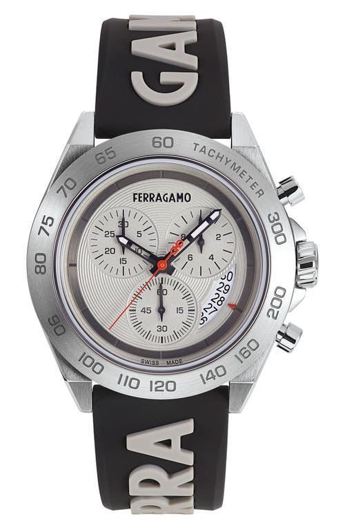 FERRAGAMO Chronograph Silicone Strap Watch, 43mm Product Image