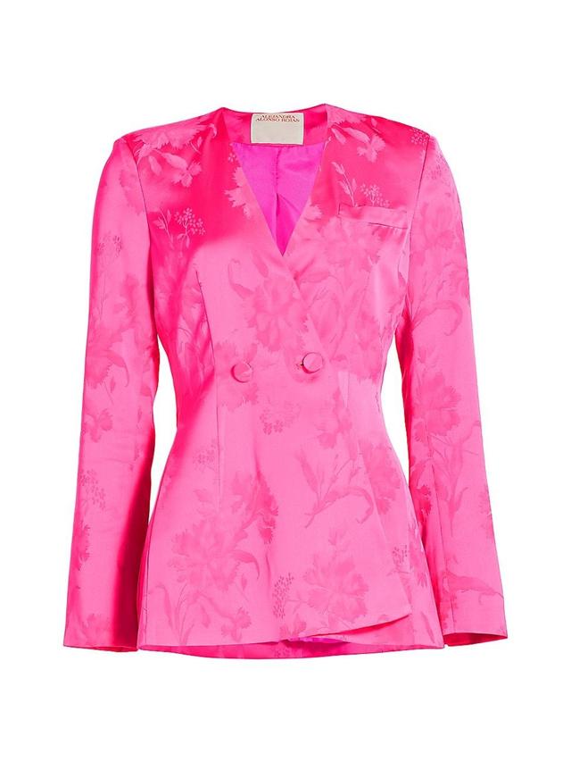 Womens Double-Breasted Silk Jacquard Jacket Product Image