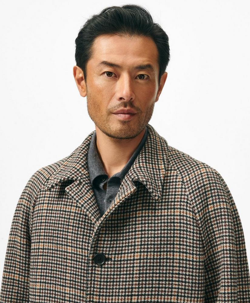 Wool-Blend Balmacaan Checked Coat Product Image