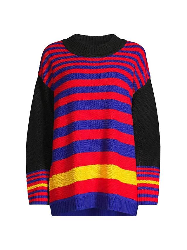 Womens Striped Mock Turtleneck Sweater Product Image
