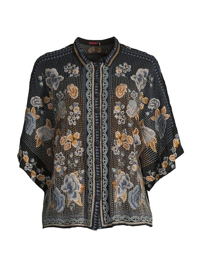 Womens Minerva Embroidered Floral Blouse Product Image