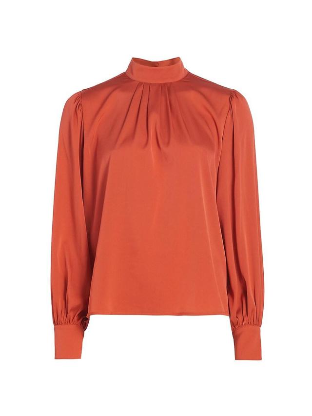 Womens Mock Turtleneck Silk Blouse Product Image