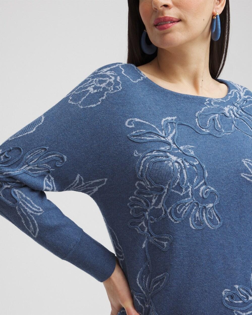 Faux Denim Soutache Pullover Sweater Product Image