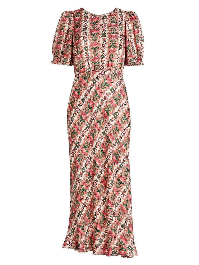 Womens Vida Printed Silk Midi-Dress Product Image