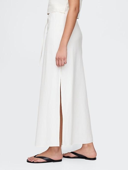 Linen-Blend Midi Skirt Product Image