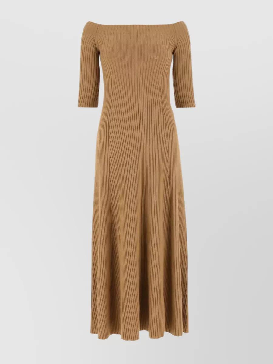 Wool Blend Flared Hemline Dress In Brown Product Image