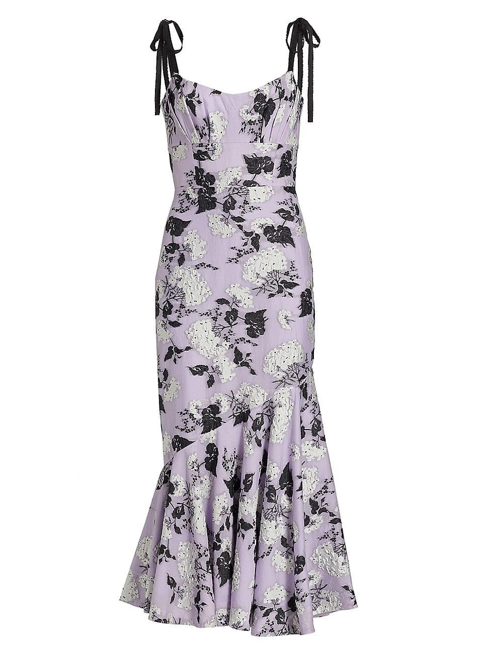 Womens Floral Jacquard Midi Dress Product Image