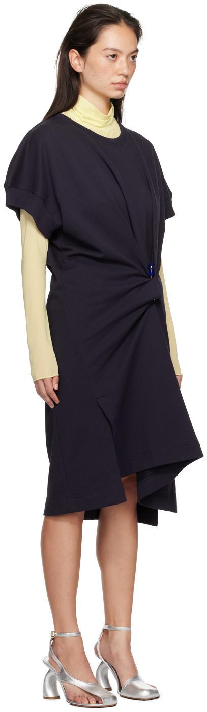 DRIES VAN NOTEN Navy Draped French Terry Mini Dress In 509 Navy Product Image