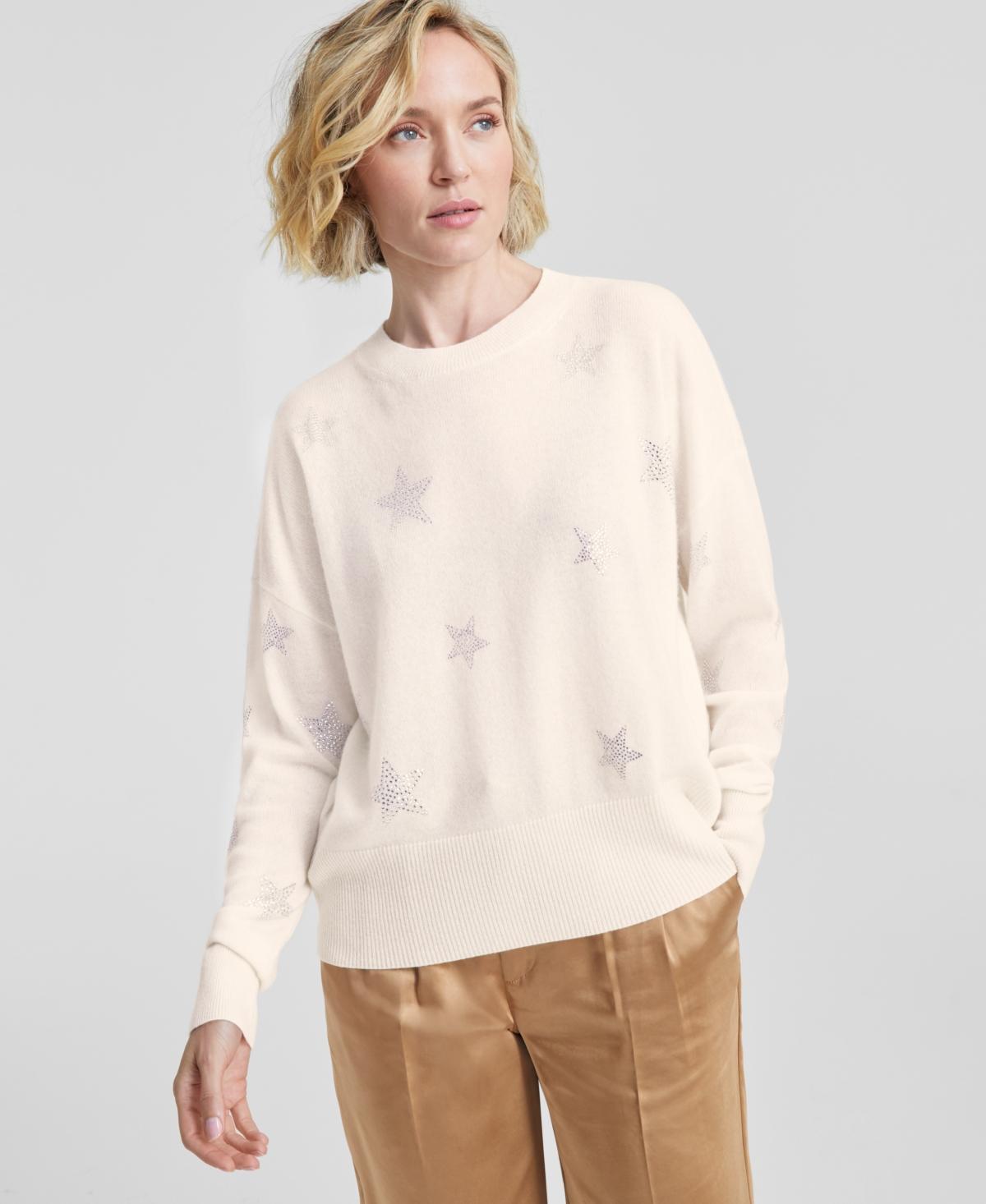 Charter Club Womens Embellished Star Long-Sleeve 100% Cashmere Sweater, Created for Macys Product Image