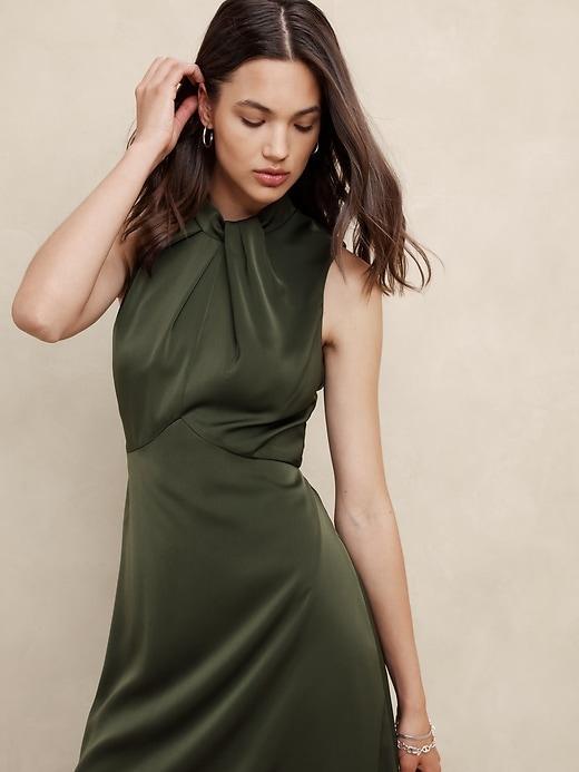 Satin Crepe Midi Dress Product Image