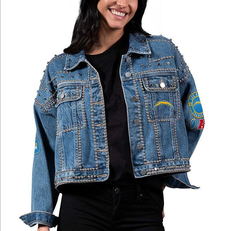 Womens G-III 4Her by Carl Banks Los Angeles Chargers First Finish Medium Denim Full-Button Jacket Product Image