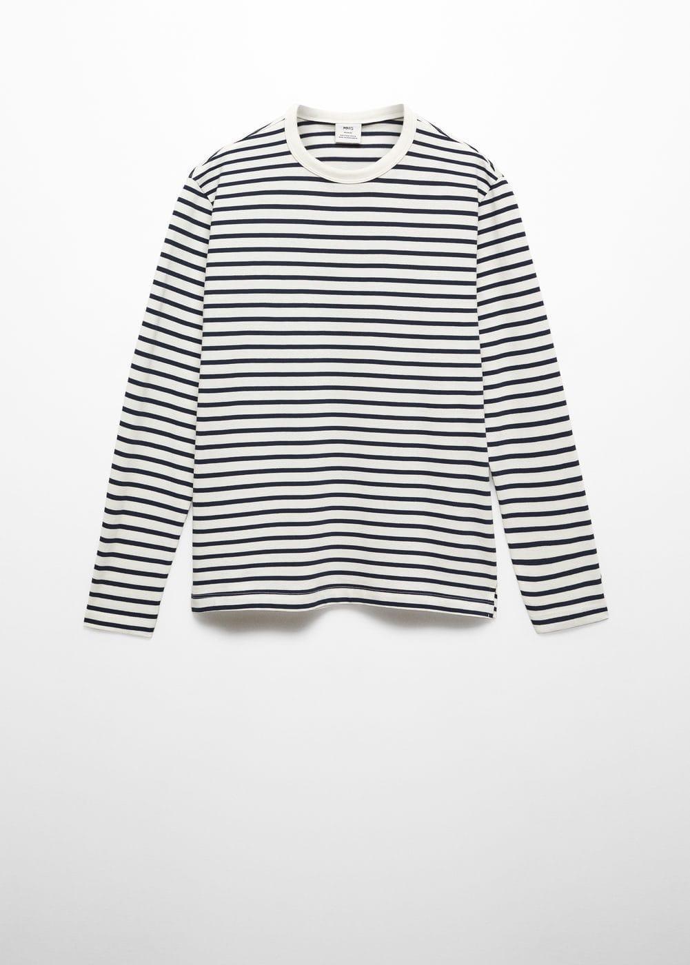 MANGO MAN - Striped long sleeves t-shirt dark navyMen Product Image