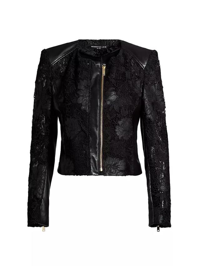 Dalma Faux-Leather & Lace Jacket Product Image