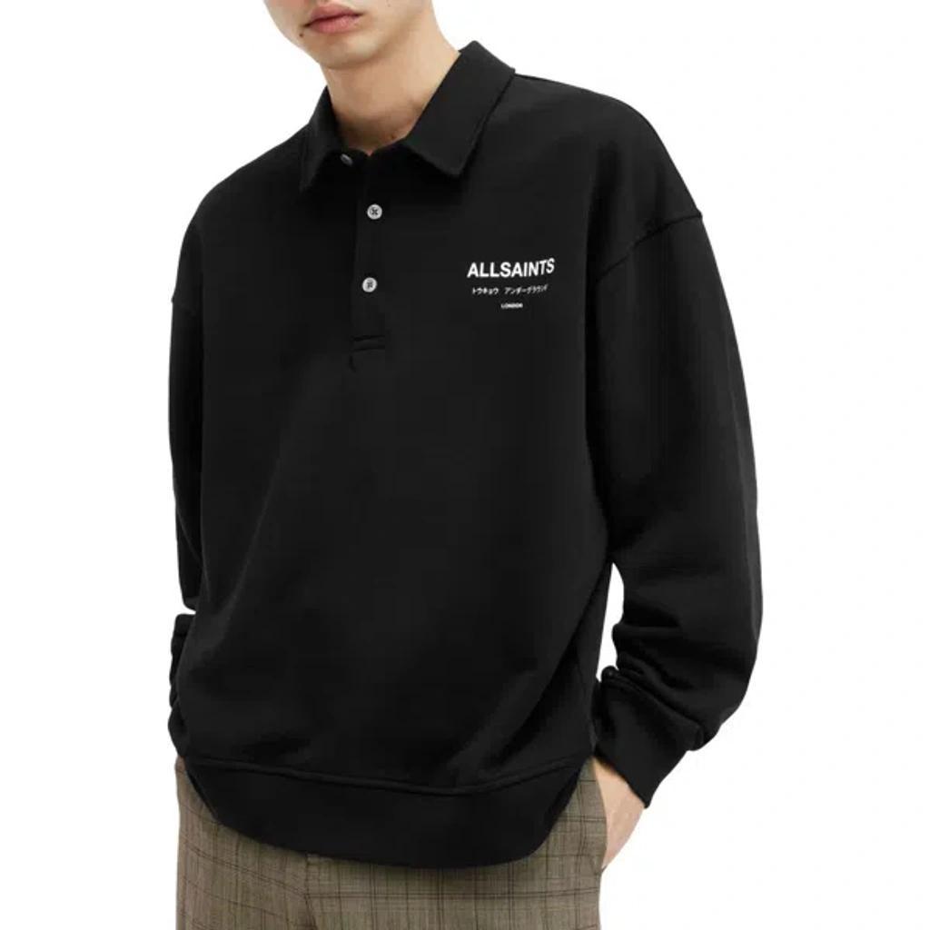 Mens Black Underground Logo-print Relaxed-fit Polo Sweatshirt In Jet Black Product Image