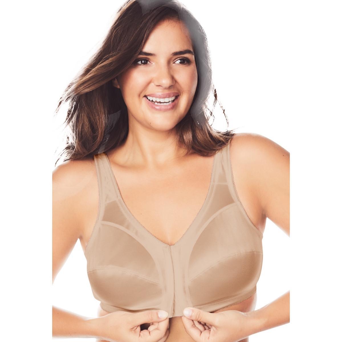 Comfort Choice Womens Front-Close Satin Wireless Bra Product Image