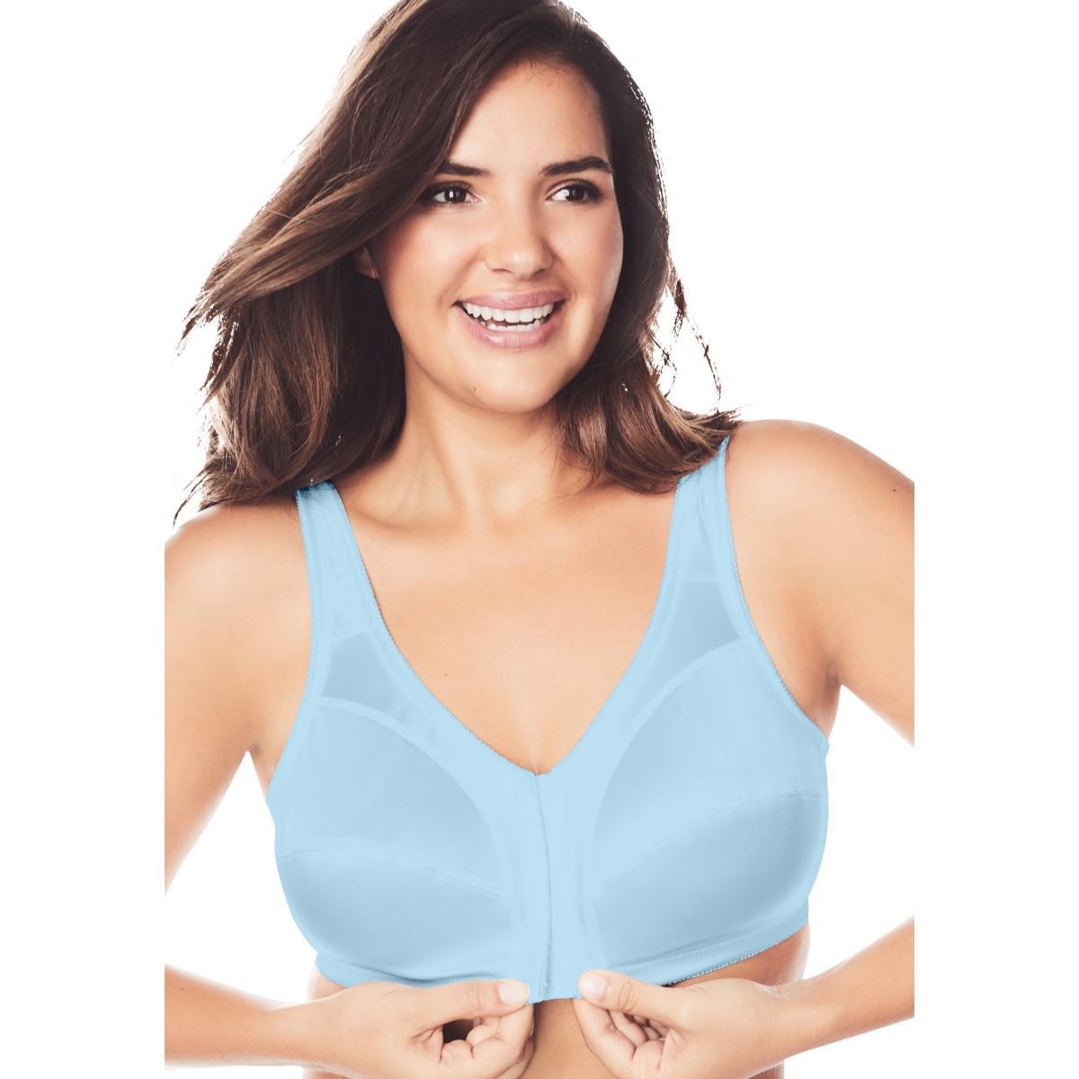 Comfort Choice Womens Front-Close Satin Wireless Bra Product Image