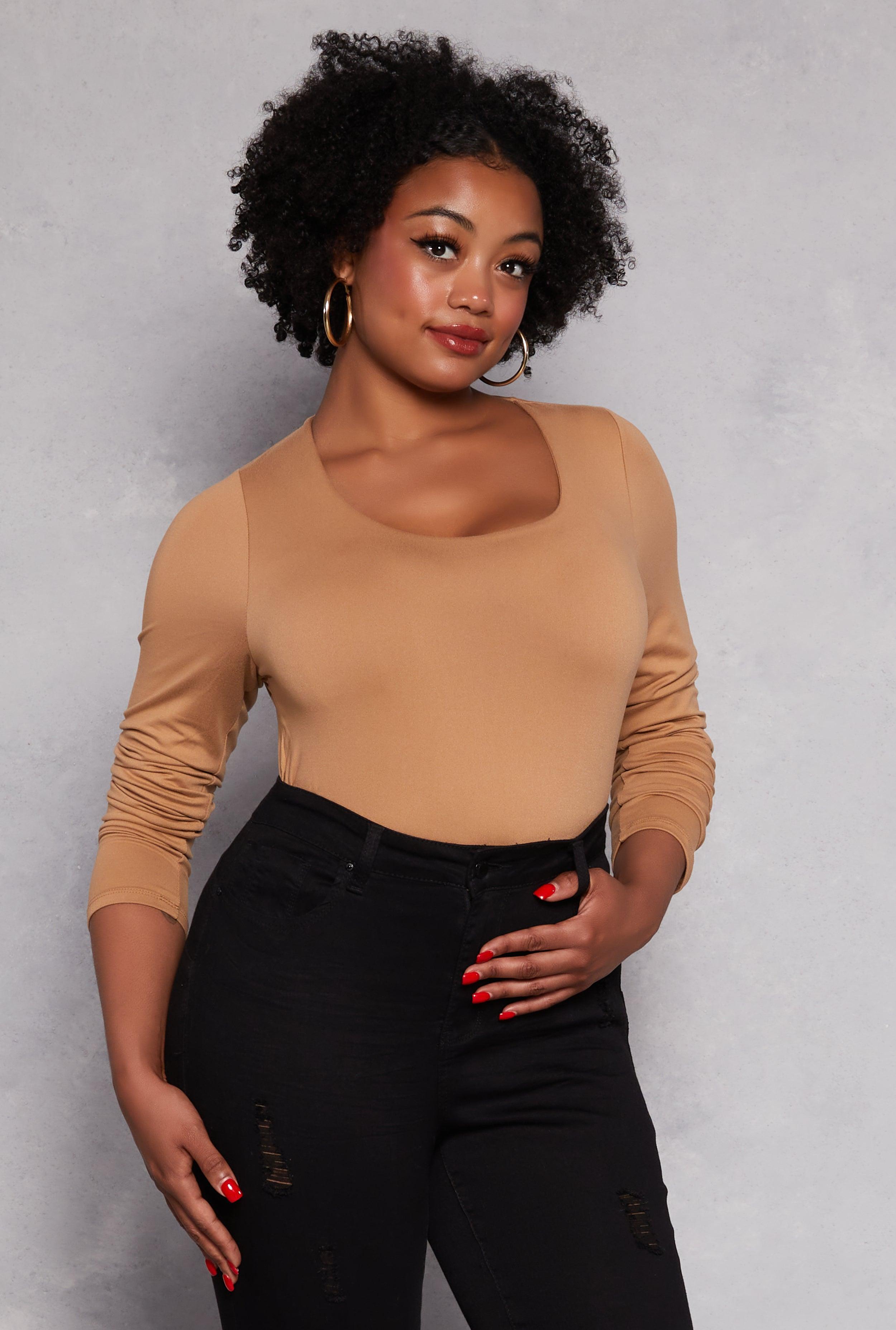 Womens Plus Size Double Layered Scoop Neck Top Product Image